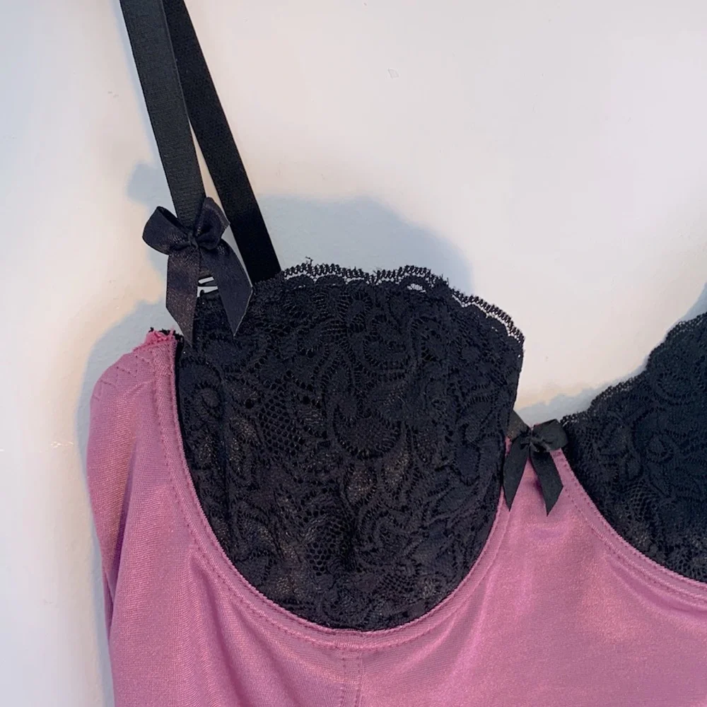 Carrie Amber Purple Long Lace Cami Bustier Top 38B